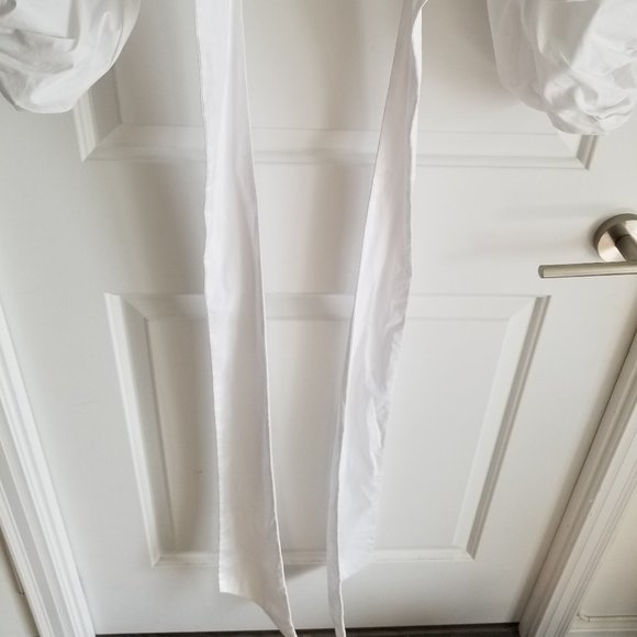 White Balloon Sleeve Wrap Tie Shirt/ Blouse - Picture 3 of 9